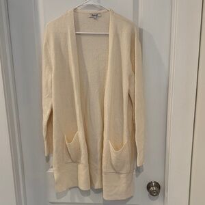 Madewell Cozy Yarn Cream Open Front Cardigan Sweater Small
